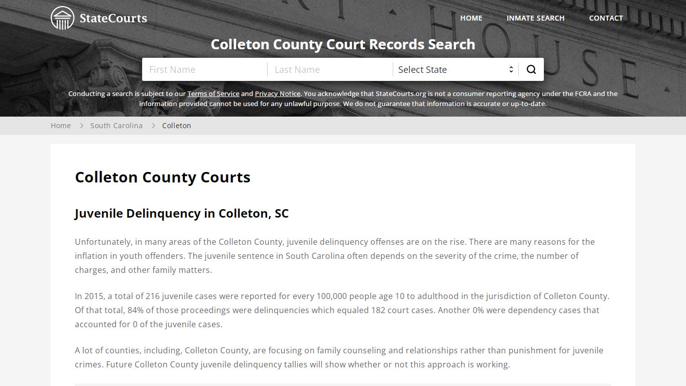 Colleton County, SC Courts - Records & Cases - StateCourts